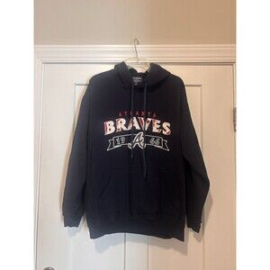Atlanta Braves Wright &Ditson Navy Blue jersey Pullover hoodie Size Large Unisex